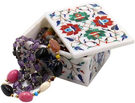 Декоративна Ковчег за Бижута Ръчно изработени от Естествен Бял Мрамор Taj Fashion Gallery.