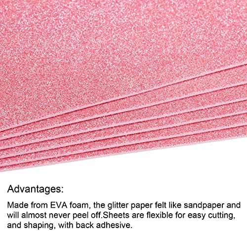 Листове пяна PATIKIL Glitter EVA-Мека Хартия Самозалепващи 11,8 x 7,8 Инча Розова diy Опаковка от 2