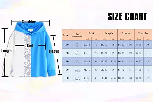 MODAFANS/ Пуловер с Пайети За Момичета, Блузи с цветен блок, Модни Блузи с качулка и Дълъг ръкав от 4 до 13 Години