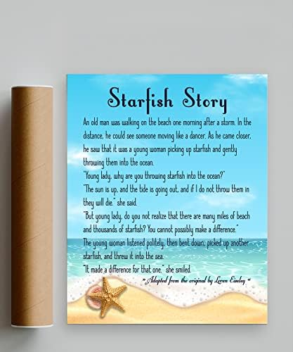 На голям плакат с историята на морска звезда 16x20 ; Стенно изкуство Звезден грънчар; Вдъхновяващи стенно изкуство на плажа; Разпечатки