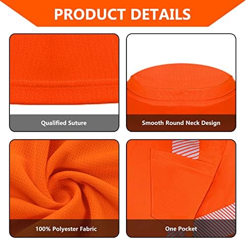 Защитна Тениска FONIRRA Hi Vis за Мъже Клас 2 ANSI, Светоотражающая Работна Риза с къси Ръкави и Висока степен на видимост (Оранжев, 4XL)