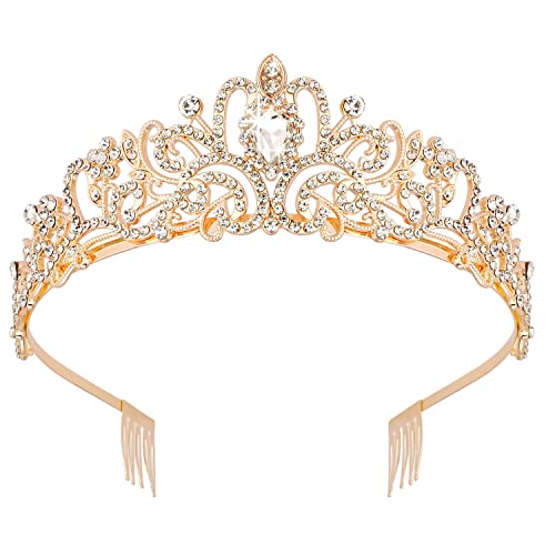 Didder Златна кристален Диадема, корона, превръзка на главата, елегантна crown принцеса с пити за жени, момичета, младоженци, абитуриентски