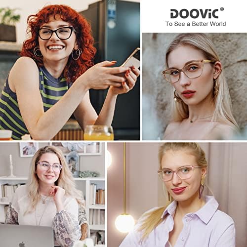 DOOViC Компютърни Очила За Четене, Блокиране на Синя Светлина, Анти-Напрежение на Очите, Модни Четци с Пружинным тръба на шарнирна
