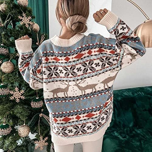 Ymosrh Дамски Зимни Рокли, Пуловер, Модерен Коледен Пуловер с високо деколте и дълъг Ръкав, Пуловер
