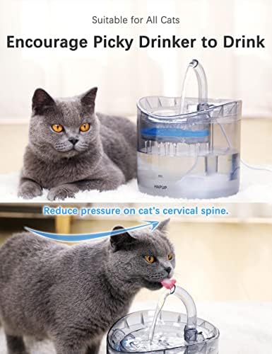 HAPUP Cat Water Fountain Диспенсер за вода за животни 61 унция/1.8 Л Автоматично Чешма за домашни любимци Clear Upgrade