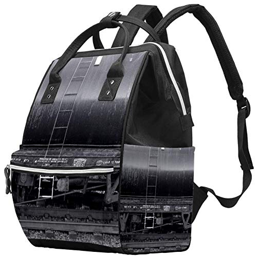Раница-чанта за Памперси LORVIES Retro Train Black White, Многофункционална Чанта За Пътуване с Голям Капацитет