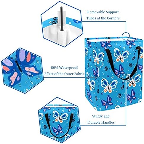 Количка за бельо в Синьо Модел на пеперуда, Сгъваема Кутия за съхранение с Дръжка за Кошницата, Детска Стая за Съхранение на играчките