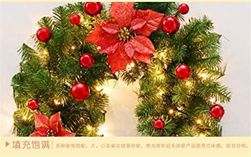 WSSBK Модерен Коледен Венец от ратан 2.7 M с led осветление, Цветна лента, украса за празника (Цвят: D, размер: 2.7 м)