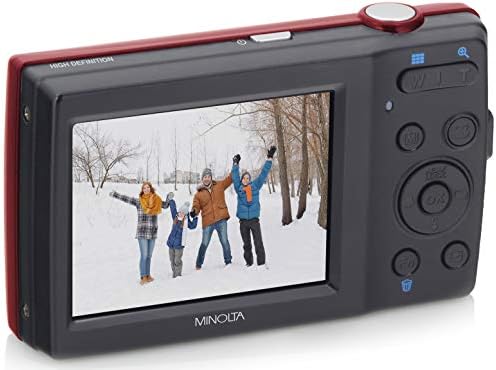 Цифров фотоапарат Minolta с резолюция от 20 мегапиксела, 5x оптично увеличение, HD-видео с 2,7-инчов LCD дисплей, червена (MN5Z-R)