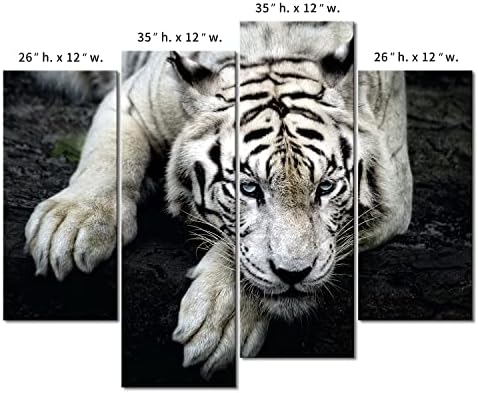 Черно-Бял Бял Тигър Лежи На Скалата Стенни Художествена Живопис На Снимки За Печат Върху Платно Животно Картина За Модерна