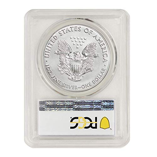 2020 (W) Монета американски сребърен орел с тегло 1 унция, скъпоценен камък, не циркулиращата (GEMUNC - Първият ден на издаване