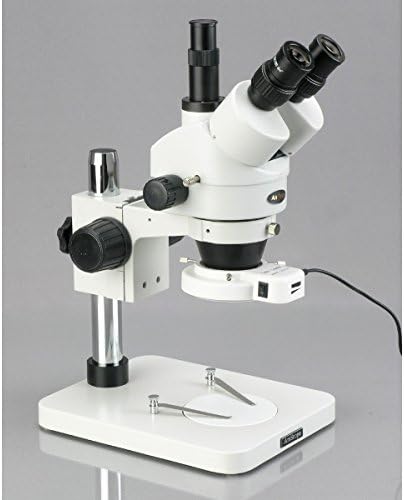 Цифров професионален тринокулярный стереоскопичен увеличение на микроскопа AmScope SM-1TS-144S-8M, окуляры WH10x, увеличаване на