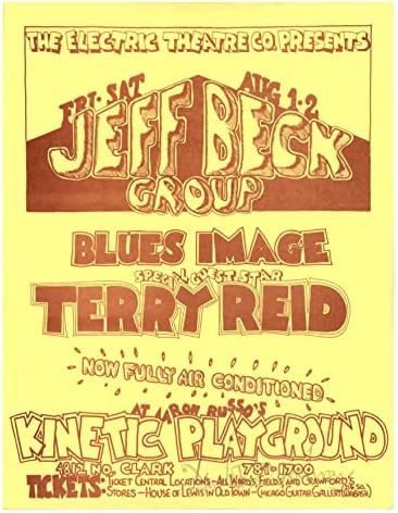 Джеф Бек на Сините Изображение Тери Рийд 1969 Кинетичната детска площадка, Chicago рекламна билборд подпис Марка Беренса