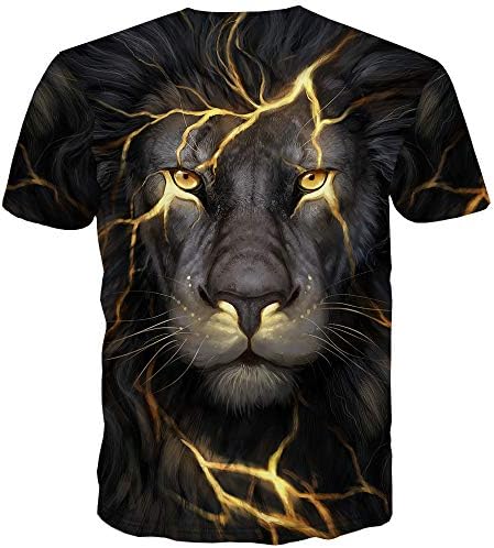 QCIV Lion Тениски за Мъже Animal Тениска Светкавица Lions King Мъжки с Къс Ръкав