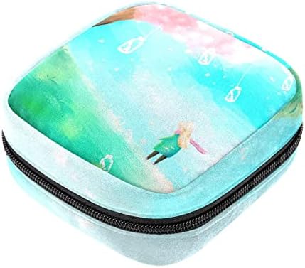 ORYUEKAN Чанта За Съхранение на Хигиенни Кърпички, Преносим Чанта за Жени и Момичета, Чанта за Купата на Менструална, Пролетни Цветя За