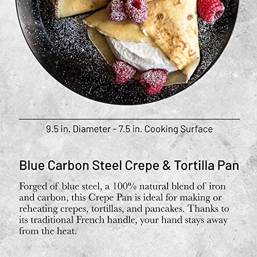 Форма за палачинки и питки De Buyer Blue е от въглеродна стомана - 9,5 - идеална за готвене и претопляне на палачинки, tortillas и палачинки