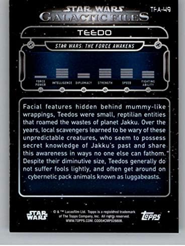 2018 Topps Star Wars Galactic Files TFA-49 Официалната Неспортивная търговска картичка Teedo в NM или по-добро състояние