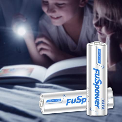 Fuspower 100 Опаковки батерии тип АА батерии LR6, 1,5 В, Алкални батерии от тип Double A, за битови и офис техника, Фланец