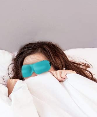 Мека маска за очи Lunashade Sleep Beauty с ергономична мека пяна и дълбоки прорези за по-лесно откриване на мига (светло синя) + кърпа от