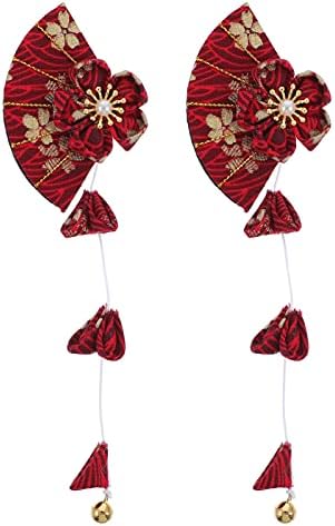 Шнола VALICLUD, 1 Чифт, Тъканно Шнола във формата на Вентилатора в японски стил за Момичета, Японски Аксесоари за Коса, Женски Щипки