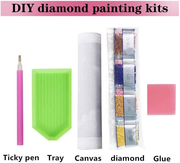 SHUOOFU 5D Комплект за диамант живопис Направи си сам за възрастни, Цветната езерото, Бродерия на кръстат бод за облекчаване