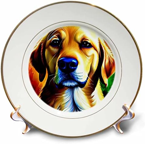3. Хладно муцуната на куче от породата голдън ретривър. Оранжев фон. Подарък чинии за дигитално изкуство (cp-376128-1)