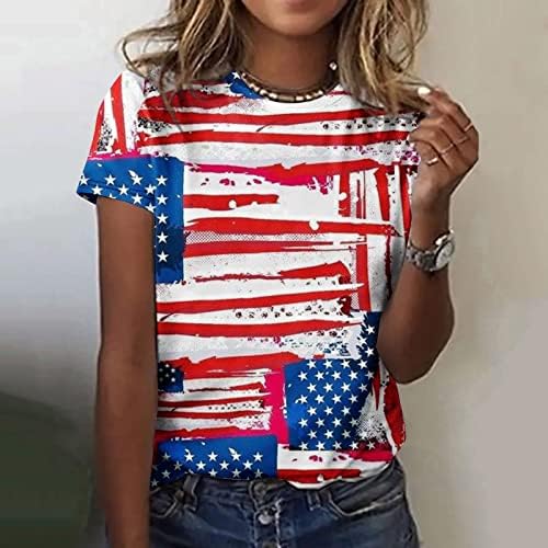 Американският Флаг, Тениска с Подсолнухом, Дамски суитчър на Деня на Независимостта на 4 юли, Лятна Тениска с Къс Ръкав и Принтом,