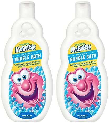 Mr. Bubble Extra Нежна Пяна за вана - Хипоалергичен средство за вана без разкъсвания, идеална за чувствителна кожа (опаковка от 2 флакона