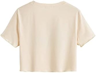 Дамски Укороченная Тениска SweatyRocks с Хубав Цветен Принтом, Съкратен Топ с Къс ръкав