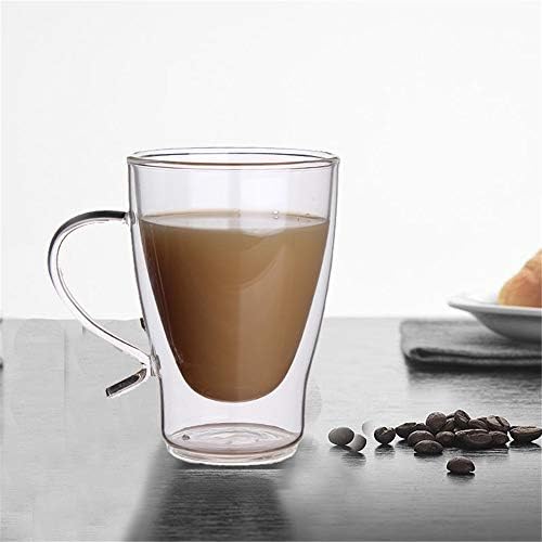 Комплект чаши за пиене от 4 Стъклени чаши с двойни стени, Определени изолирани Steins за термо-уиски, Кафе, Сок, Мляко,