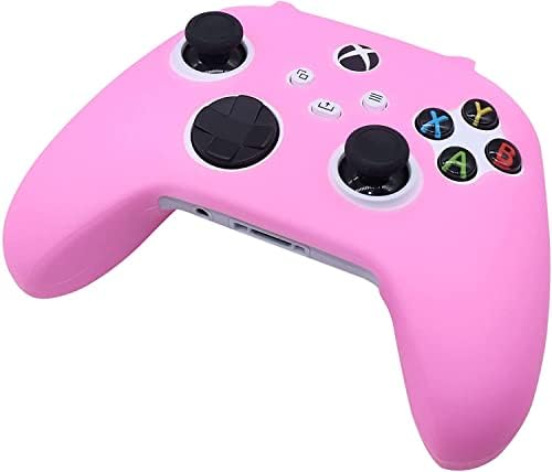 Кожата контролер серия S Xbox Розов силиконов калъф за контролера серия S HLRAO Xbox, Набор от аксесоари за безжична/кабелна геймпада на Microsoft Xbox серия S/X с 6 розови капачки ?