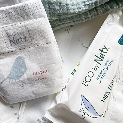 Смываемые бебешки кърпички Eco by Naty - Компостируемые кърпички на растителна основа, не съдържа химикали и хипоалергенни