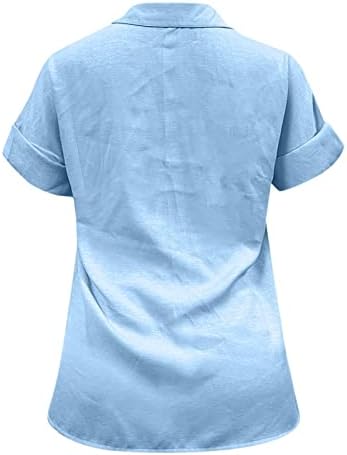MIASHUI Празни Тениски Дамски Летни Нови Дамски Свободни Блузи От Памук за Ревера и Закатанным Къс Ръкав и Вратовръзка Долните Ризи