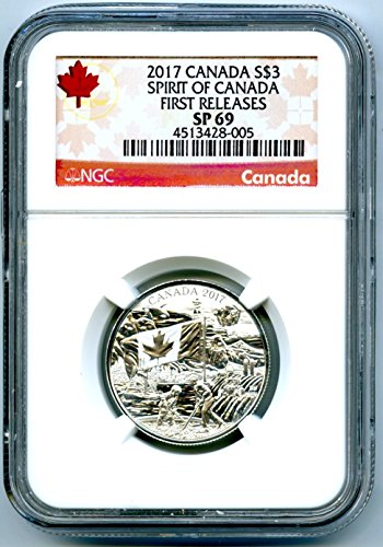 2017 Кралския монетен двор на Канада Canada, Spirit of Canada за Първи път пуска СРЕБРО Проба за Доказване на стойност $ 3 SP69