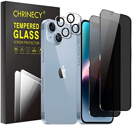 CHRINECY [4 опаковки] 2 опаковки със защитно фолио за екран за поверителност, съвместима за iPhone 14 Plus с 2 и с малко пари защитно
