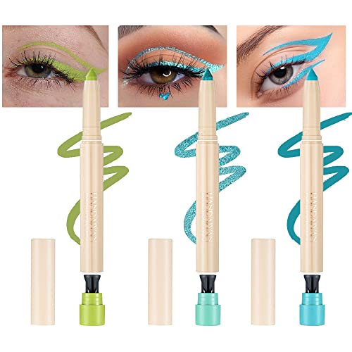 BINGBRUSH, 3 бр., крем очна линия за очи, молив за очи, матирана метална синьо-зелена пръчка за сенки за очи, закручивающийся дизайн