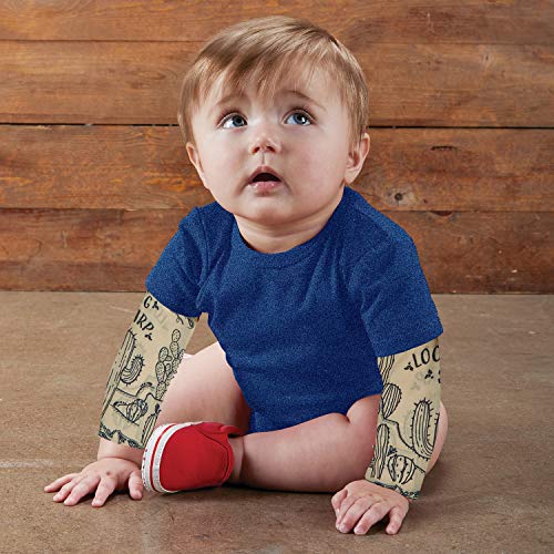 Калъф за подгузника Stephan Baby Snapshirt с ръкави-татуировки, Уестърн, на Деним плат на синьо, на 6-12 месеца