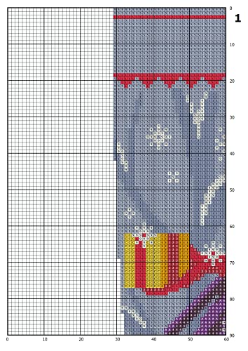 Схеми за кръстосан Бод Коледни Чорапи, PDF, Съвременните Персонални, Прости Празнични Чорапи с Броене, Сладко Аниме, Прост Дизайн