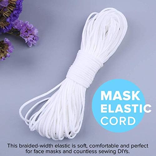 Azzarc Ластични ленти за шиене 1/4 инча - Еластичен кабел за маски, 20 Ярда – Еластичен кабел 6 мм, предлага се от склад в САЩ – Бяло