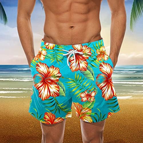 BEUU Мъжки Хавайски Плажни Шорти с Шарките на Тропически дървен материал, Бански с Шарките на Алоха, бързо съхнещи Ежедневни Панталони на съвсем малък, Ежедневните Д?