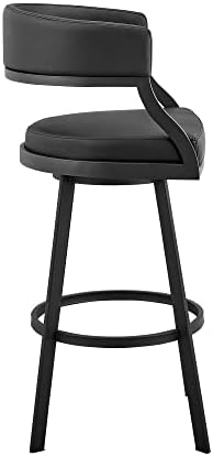 Въртящ се бар стол Kati Living Dione на височина 30 см от черна изкуствена кожа и метал