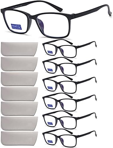 Очила за четене EYEURL за мъже -7 опаковки Сини Заключващи светлинни точки за компютърни Ридеров TR90 Леки Компютърни Ридеры Дамски