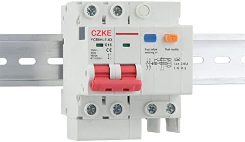 Автоматичен прекъсвач остатъчен ток главния прекъсвач MOPZ YCB6HLE-63 2P 30mA RCBO MCB със защита от претоварване работен ток (Размер: 2