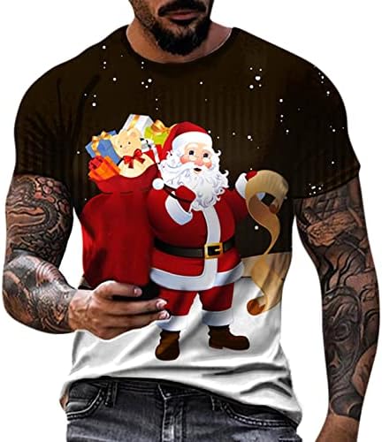 DSODAN, Коледни тениски с къс ръкав за мъже, 2022, Забавни Коледни тениски с принтом Дядо Коледа и кръгло деколте, Потник, тренировочная Дизайнерска