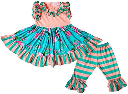 Комплекти дрехи Капри с топ и волани за малки момичета, сезон Пролет-Лято, от 2 теми, Трикотажная Облекло за игри