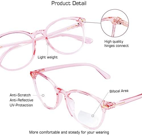 VisionGlobal Бифокални Очила за четене с Блокиране на Синя Светлина за Мъже и Жени - Стилните Компютърни Ридеры ретро-Овална
