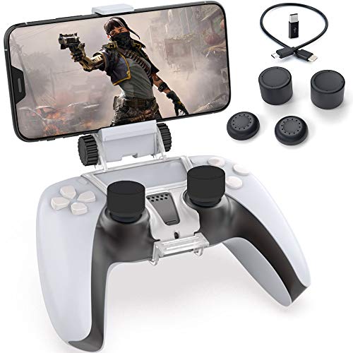 Закопчалка за телефон контролер за PS5, Игри скоба Megadream за контролер PS5 Dualsense, Поддръжка на iPhone / Android с PS