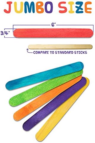 500 Опаковки Гигантски 6-инчов Дървени Пръчки От popsicle - Ярки Многоцветни - Големи Пръчки за Бродерия