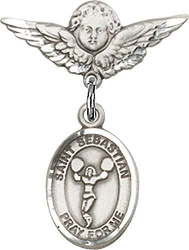 Иконата на детето Jewels Мания със Светия Себастьяном / Ключодържател за черлидинга и икона на Ангел с крила | Иконата за