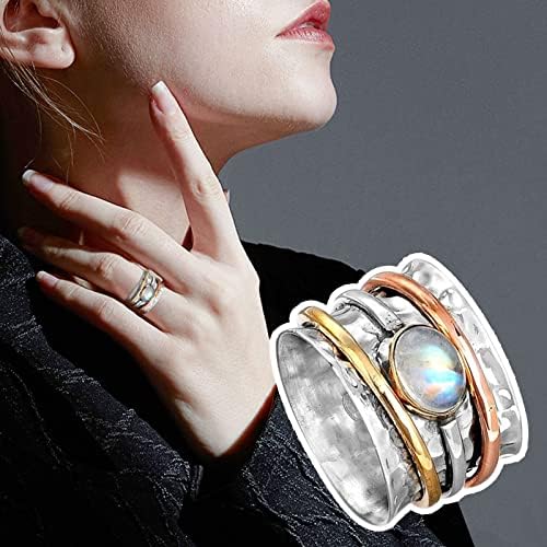 Масивна модни пръстени, мъжки и европейски три-цветен реколта дамски пръстени със скъпоценни камъни и пръстен с покритие американска